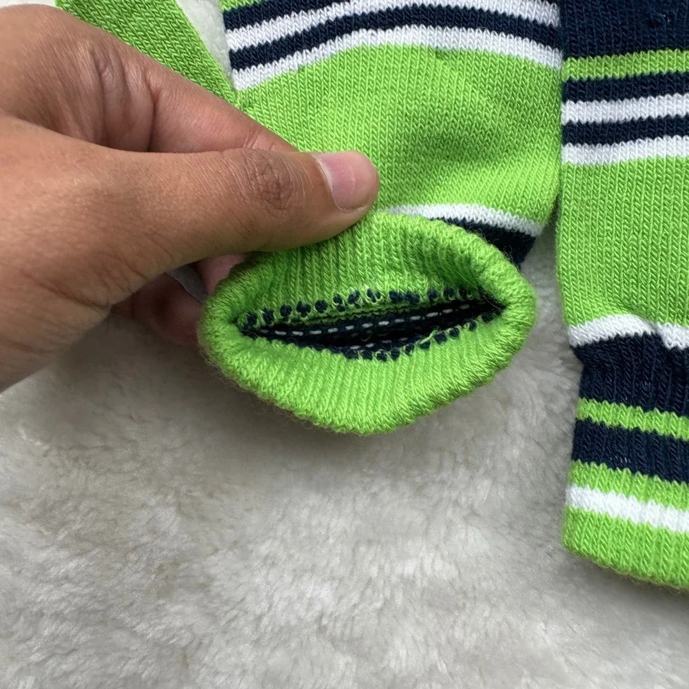 Seattle Seahawks Striped Gloves Green Blue White Knit Winter Gloves